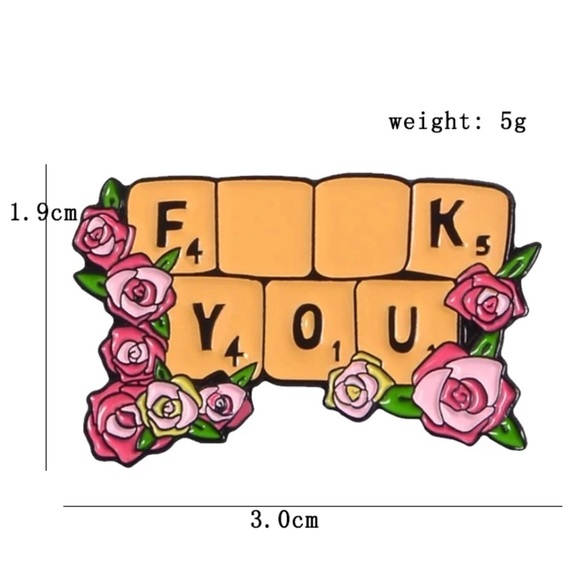 1 LEFT‼️ Funny Rude Large Scrabble Enamel Pin F*CK YOU - Picture 2 of 10